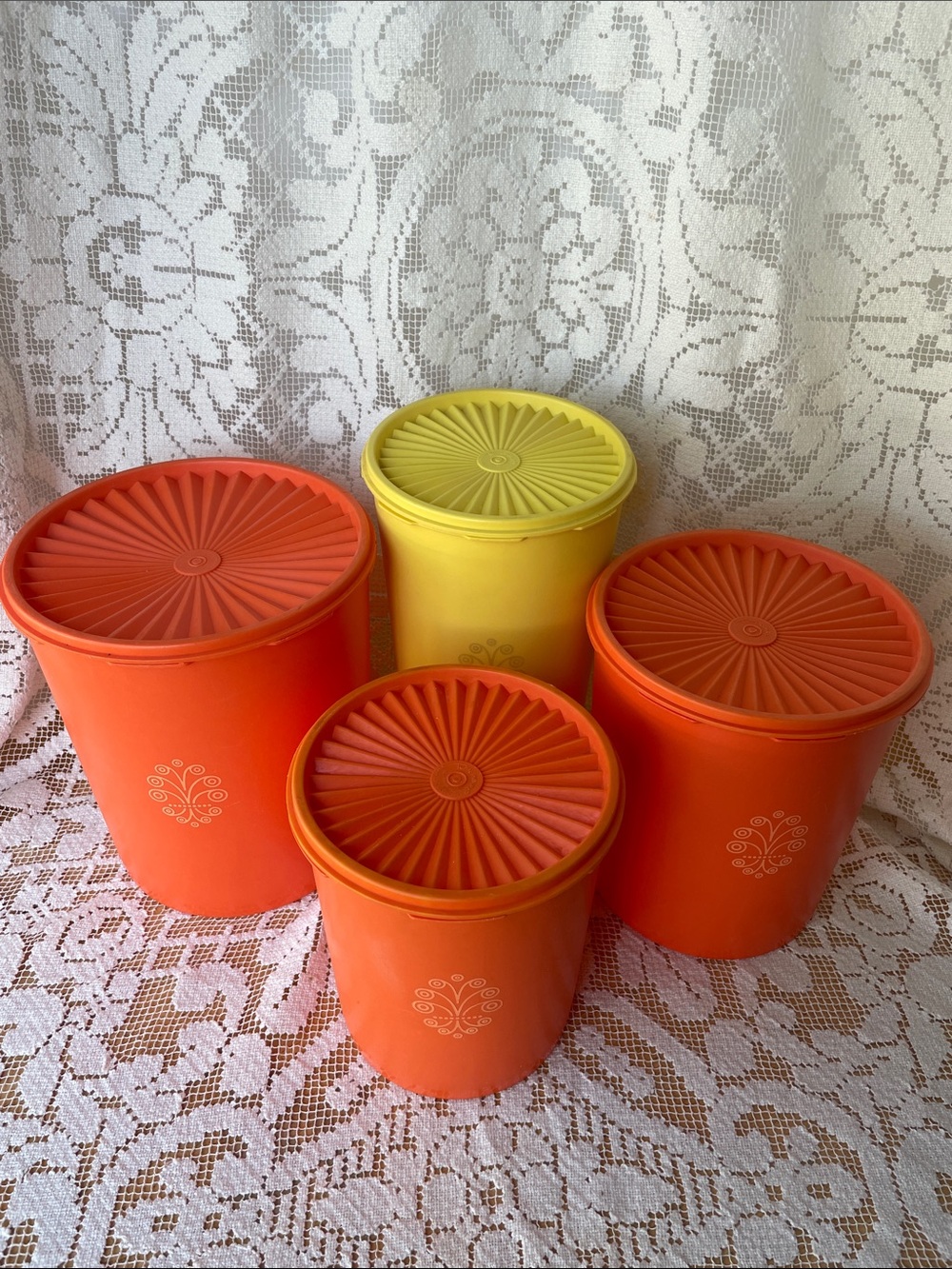 Tupperware Orange and Yellow Retro Canister Set